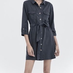 🤍 ZARA Black Tencel JOIN LIFE Shirt Dress sz Large